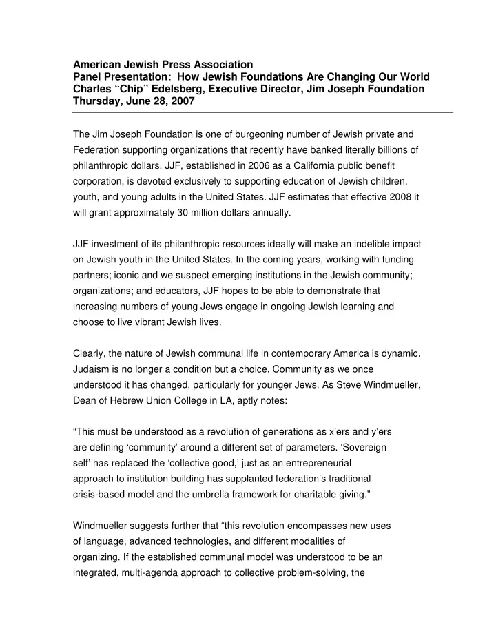 american jewish press association panel presentation how