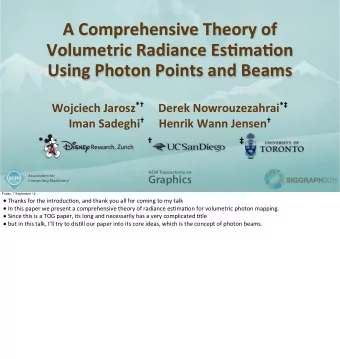 A  Comprehensive  Theory  of  Volumetric  Radiance  EsImaIon  Using  Photon