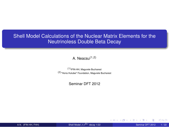 shell model calculations of the nuclear matrix elements