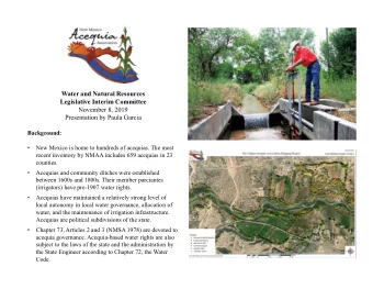 Water and Natural Resources  Legislative Interim Committee  November 8, 2019  Presentation by Paula