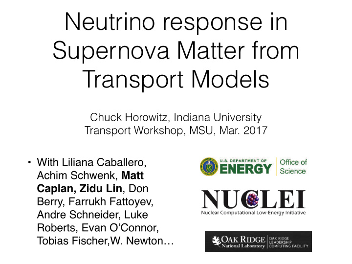 neutrino response in supernova matter from transport