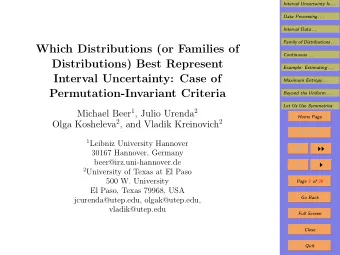 Which Distributions (or Families of  Continuous . . .  Distributions) Best Represent  Example: