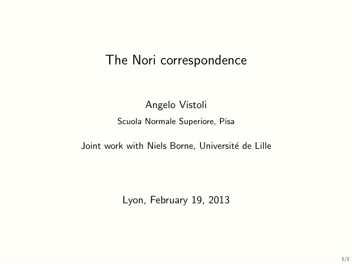 the nori correspondence