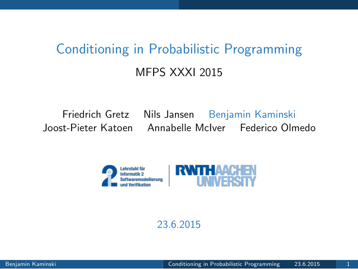 conditioning in probabilistic programming