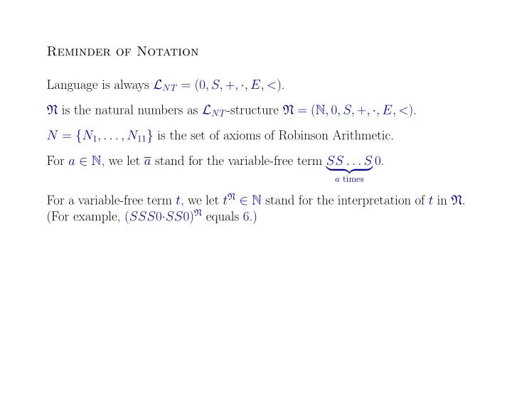 reminder of notation language is always l nt 0 s e n is