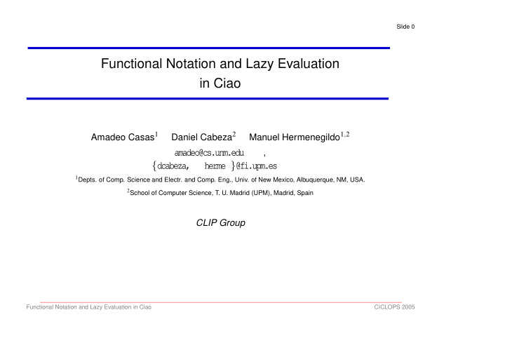 functional notation and lazy evaluation in ciao