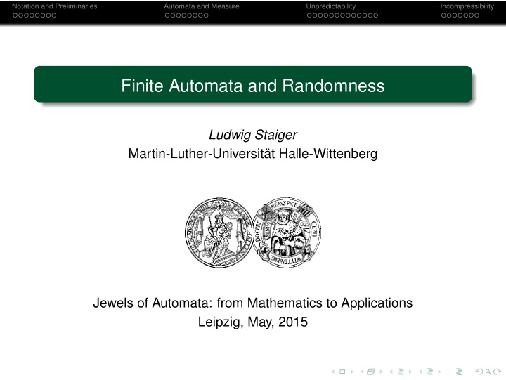 finite automata and randomness
