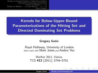 Kernels for Below-Upper-Bound  Parameterizations of the Hitting Set and  Directed Dominating Set