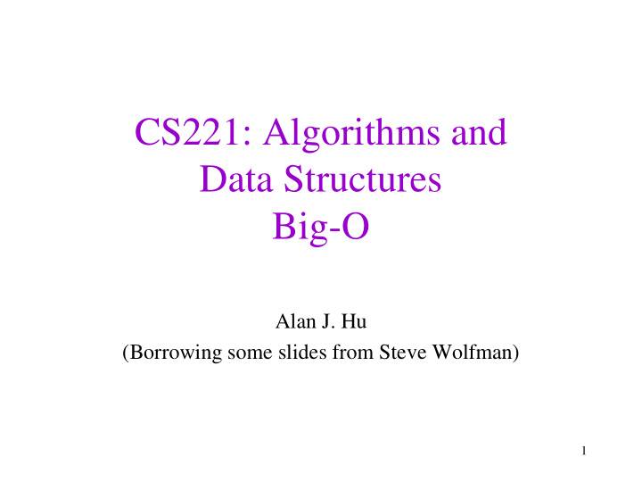 cs221 algorithms and data structures big o