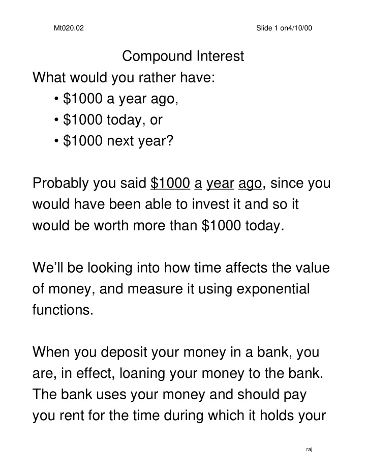 compound interest what would you rather have 1000 a year