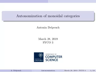 Autonomization of monoidal categories  Antonin Delpeuch  March 28, 2019  SYCO 3  A. Delpeuch