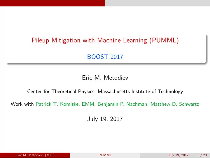 pileup mitigation with machine learning pumml