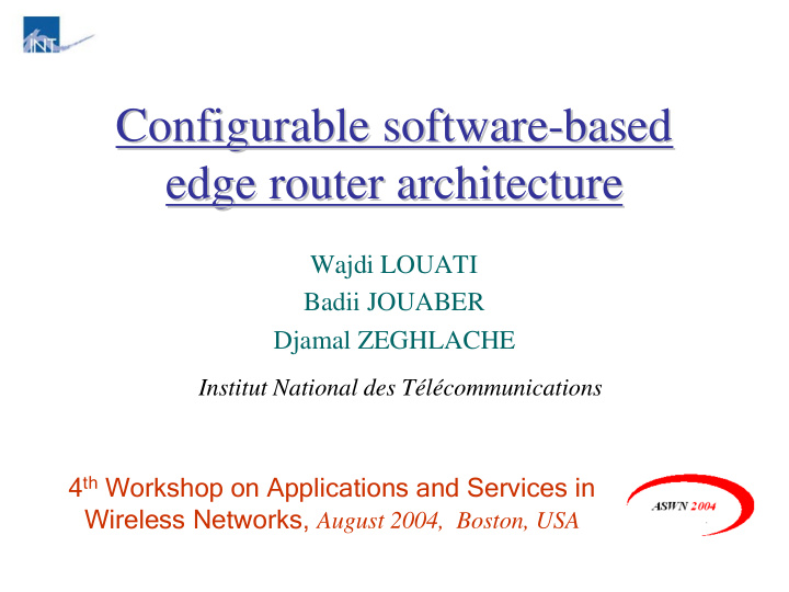 configurable software based based configurable software