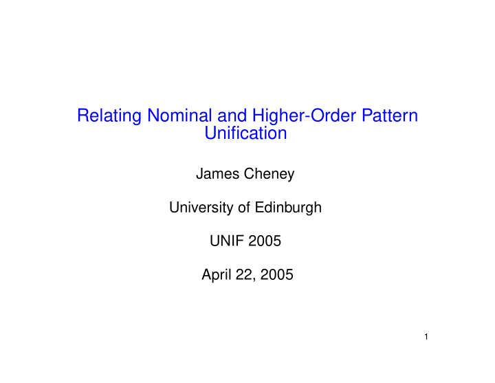 relating nominal and higher order pattern unification