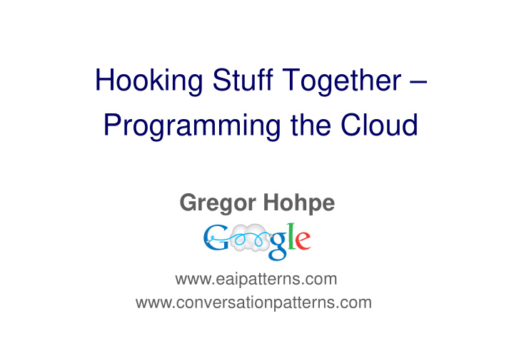 hooking stuff together programming the cloud programming