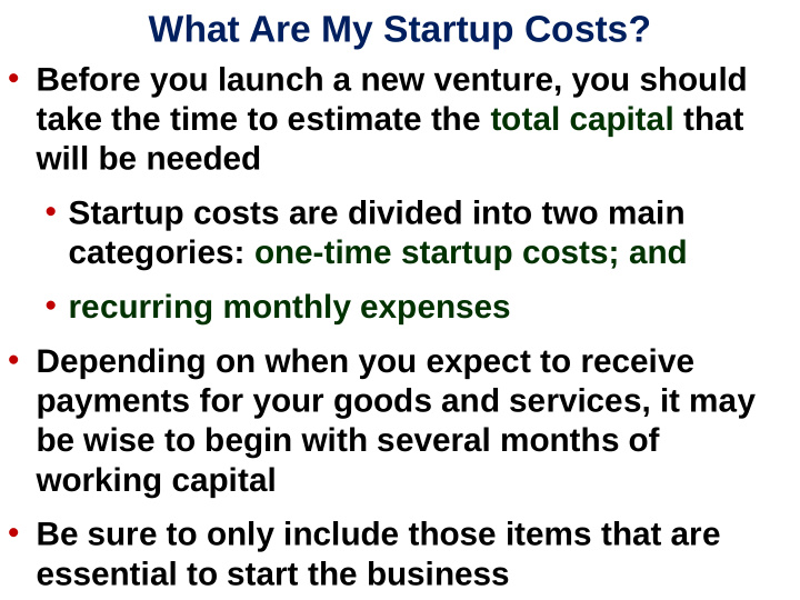 what are my startup costs