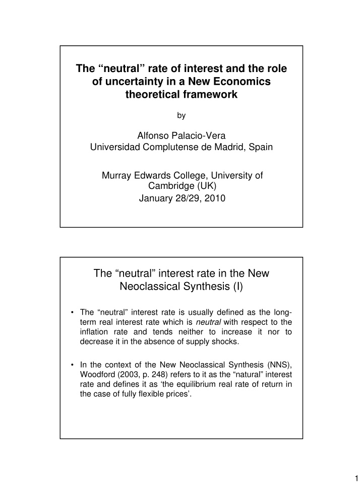 the neutral rate of interest and the role of uncertainty