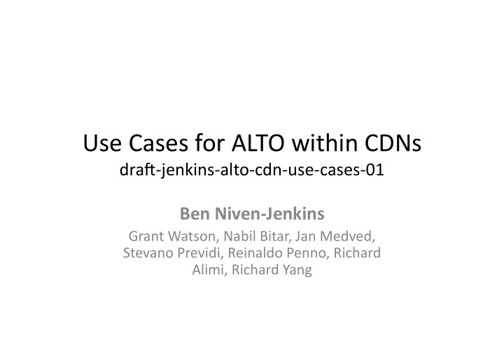 use cases for alto within cdns