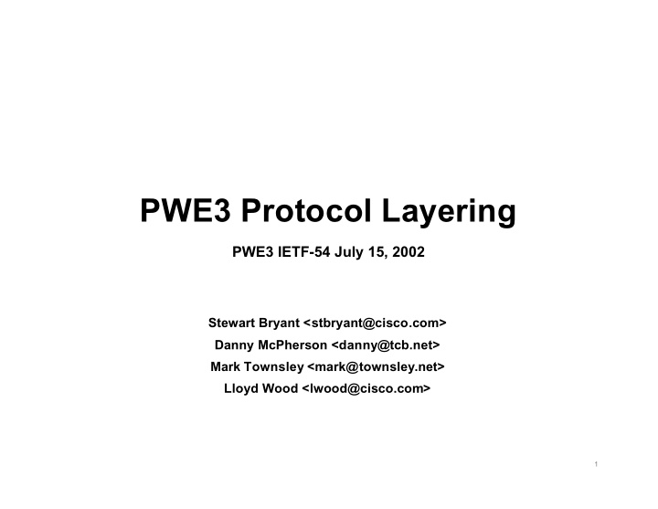 pwe3 protocol layering