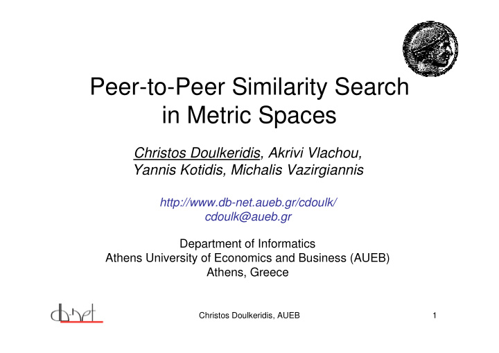 peer to peer similarity search in metric spaces