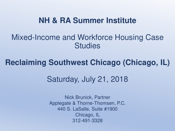 nh ra summer institute mixed income and workforce housing