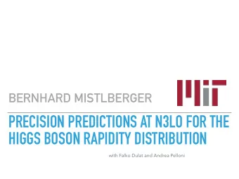 PRECISION PREDICTIONS AT N3LO FOR THE  HIGGS BOSON RAPIDITY DISTRIBUTION  with Falko Dulat and