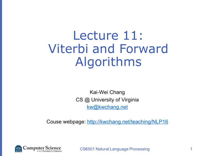 lecture 11 viterbi and forward algorithms