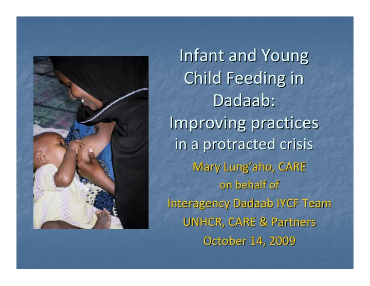 infant and young infant and young child feeding in child