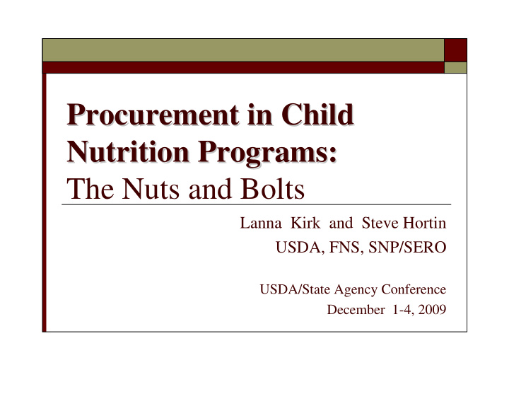 procurement in child procurement in child nutrition
