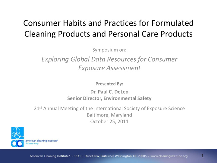 consumer habits and practices for formulated cleaning