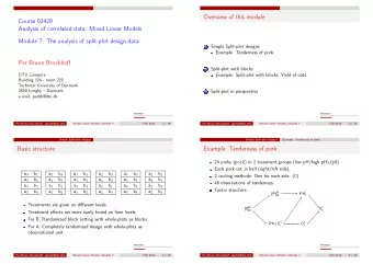 Overview of this module  Course 02429  Analysis of correlated data: Mixed Linear Models  Module 7: