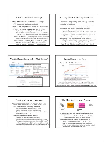 1 Dont Make Me Get Non -Linear!  A Grounding Example: Linear Regression      Predict