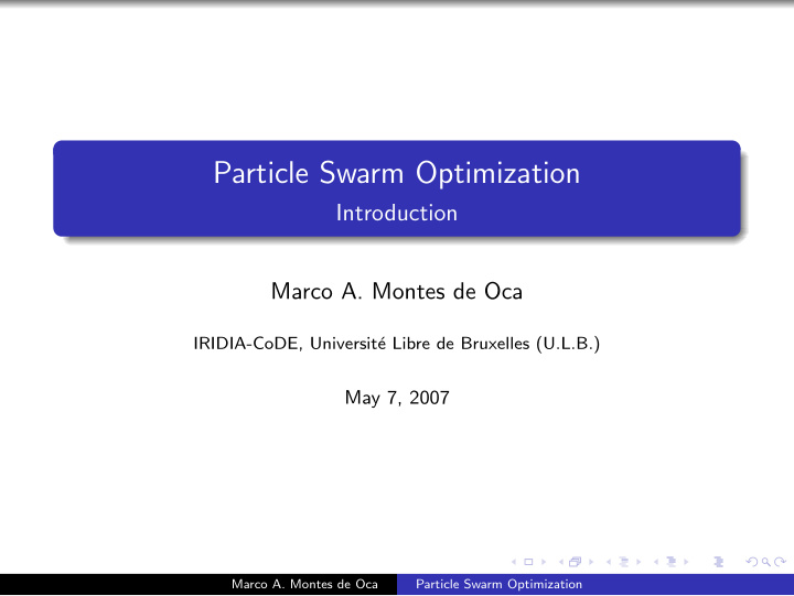 particle swarm optimization