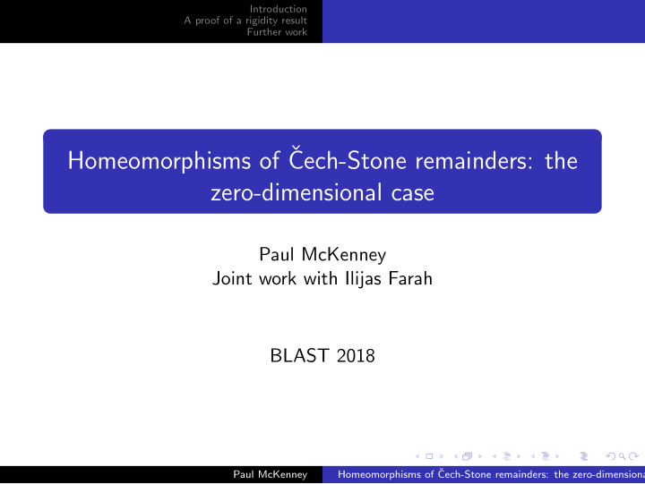 homeomorphisms of cech stone remainders the zero