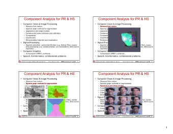 Component Analysis for PR &amp; HS  Component Analysis for PR &amp; HS   Computer Vision &amp;