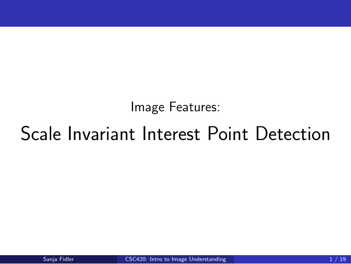 scale invariant interest point detection