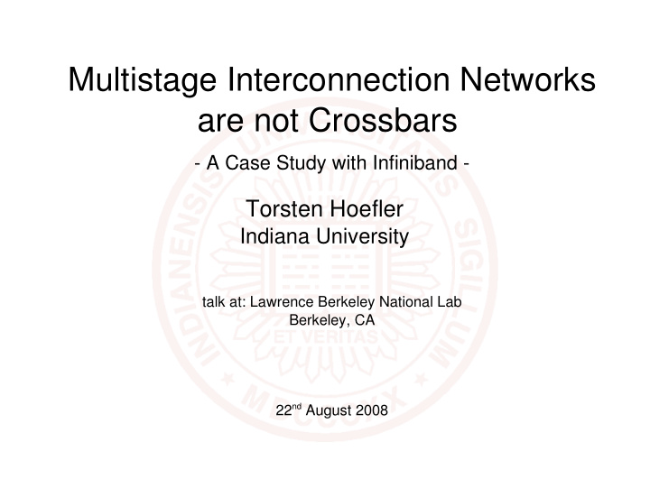 multistage interconnection networks are not crossbars