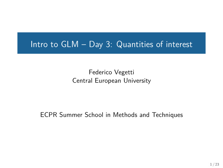 intro to glm day 3 quantities of interest