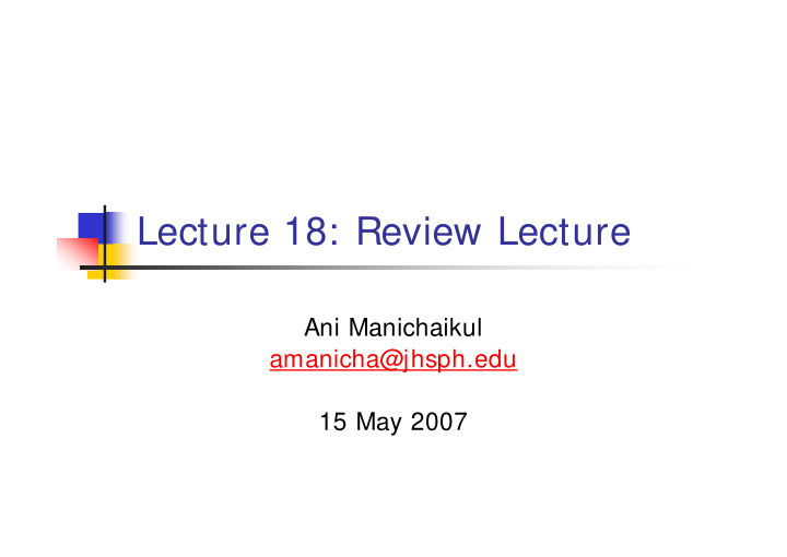 lecture 18 review lecture