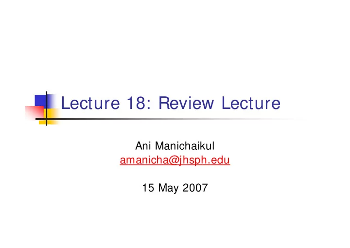 lecture 18 review lecture