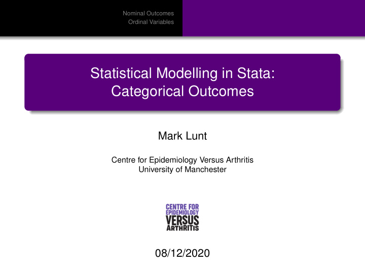 statistical modelling in stata categorical outcomes