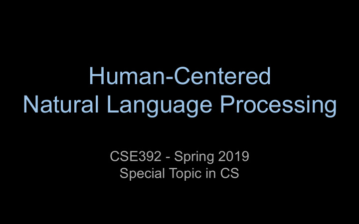 human centered natural language processing