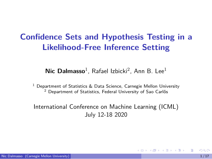 confidence sets and hypothesis testing in a likelihood