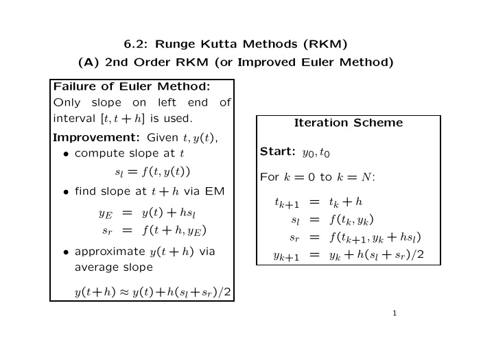 6 2 runge kutta methods rkm a 2nd order rkm or improved