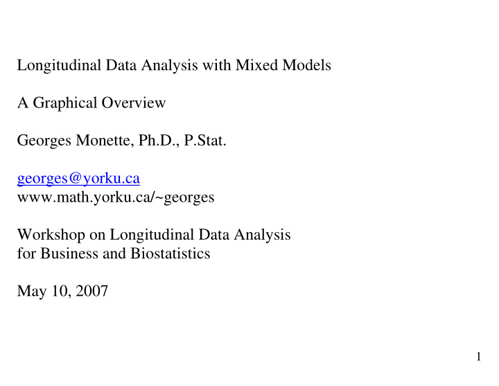 longitudinal data analysis with mixed models a graphical