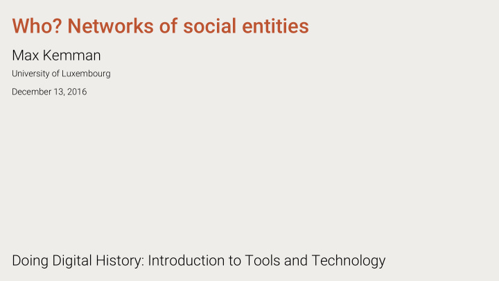 who networks of social entities