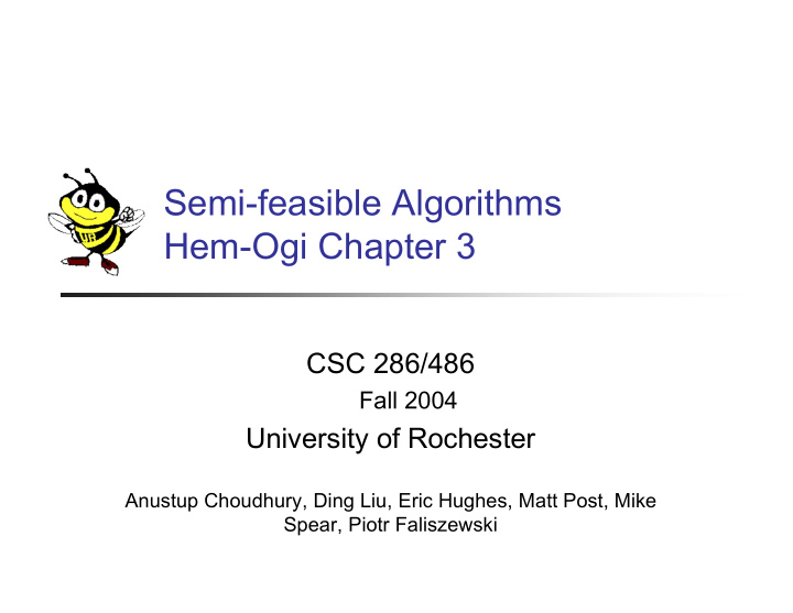 semi feasible algorithms hem ogi chapter 3