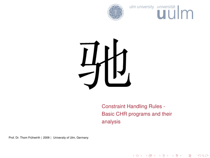 constraint handling rules basic chr programs and their