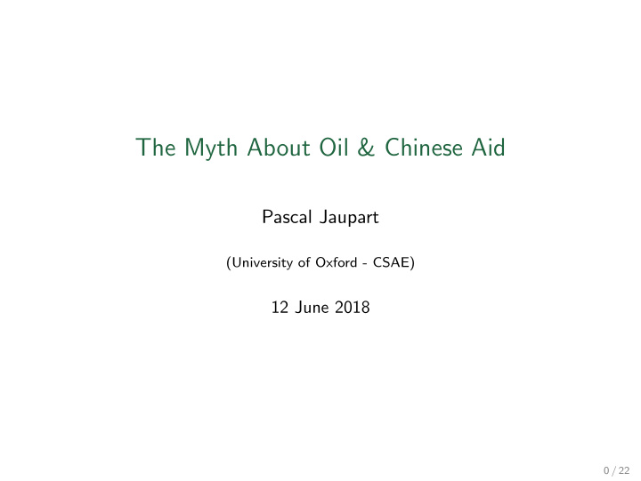 the myth about oil chinese aid