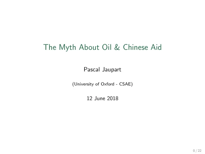 the myth about oil chinese aid